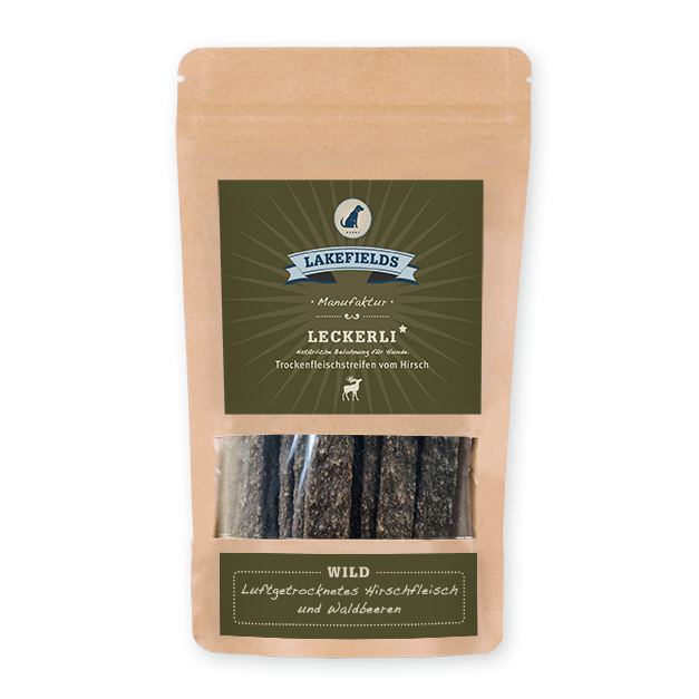 Lakefields – sušené zvěřinové proužky - Velikost balení: 150 g